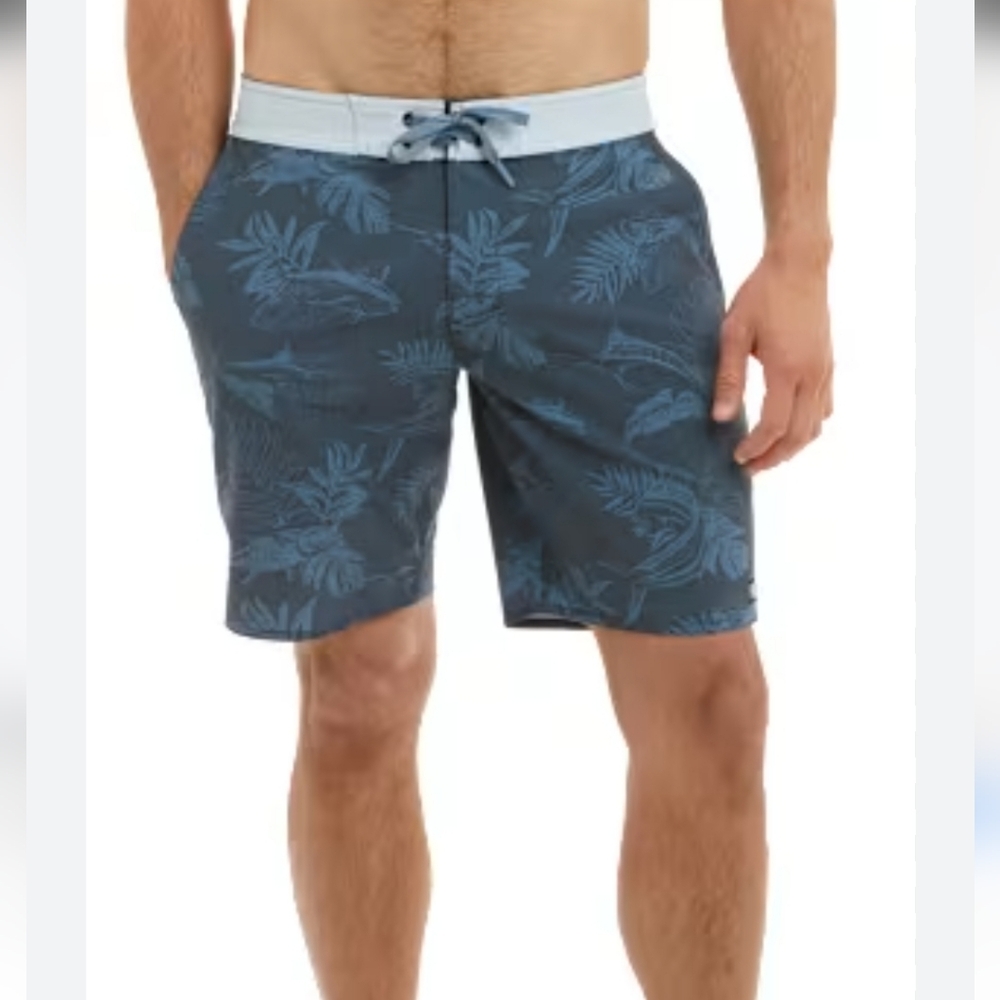 Pelagic Gray Tropical Men's Board Shorts Sz 34 NWT